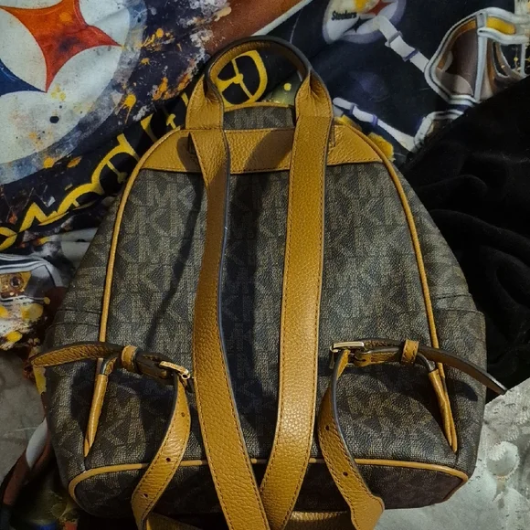 Michael Kors Tan and Gold Studded Backpack - Picture 2 of 6